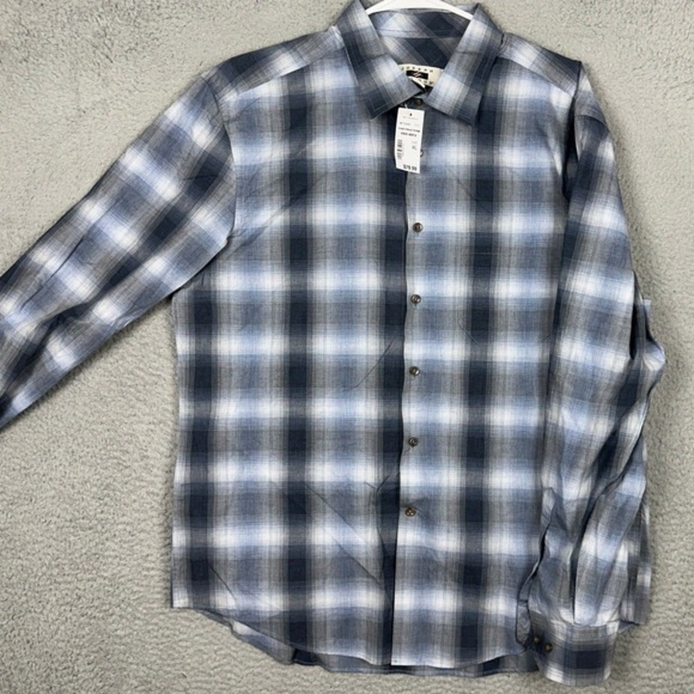 NEW Joseph Abboud Shirt Mens XL Blue Grey Plaid Button Up Casual Long Sleeve - Picture 3 of 6